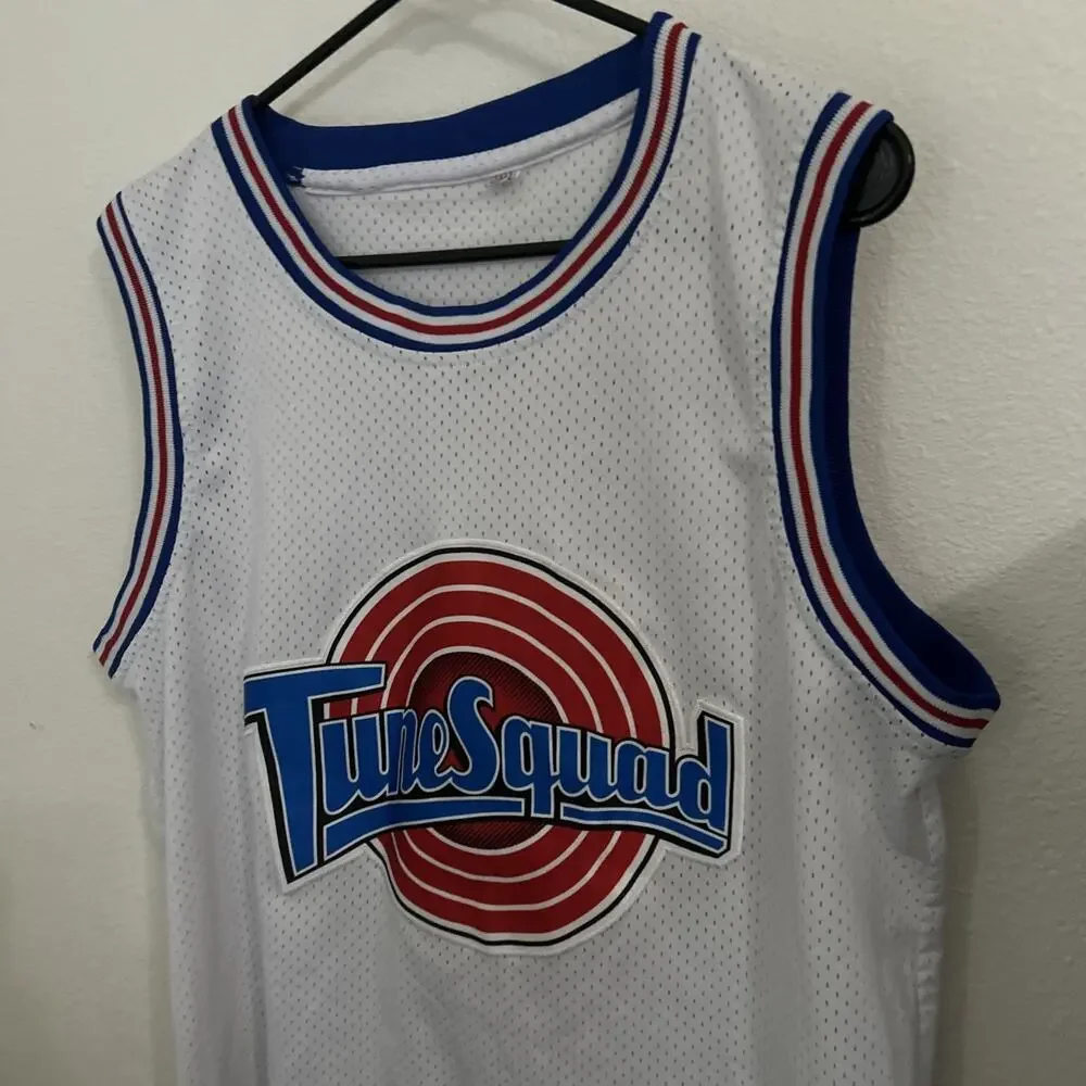 Vintage 90s Space Jam Tune Squad Bugs Bunny #1 Jersey White Red Blue Medium